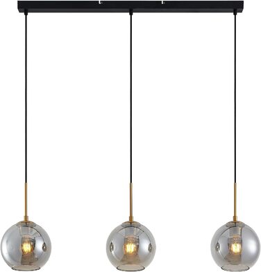 Підвісний світильник Lindby 'Hiwana (Modern) з алюмінію зі скла для вітальні та їдальні (3 полум'я, E27) - Підвісний світильник, Обідній настільний світильник, Підвісний світильник, Світильник для вітальні