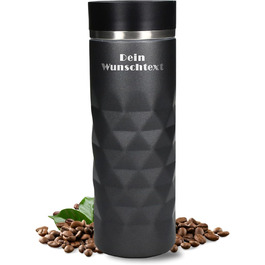 Термокружка Elasto з нержавіючої сталі, 450 мл, з індивідуальною гравіюванням, витримує протікання, термоізольована (Сірий шифер)