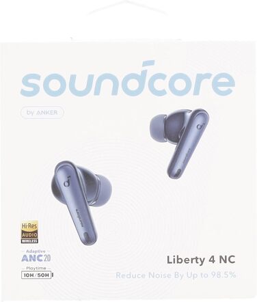 Бездротові навушники Soundcore Liberty 4 NC, шумозаглушення 98,5, звук високої роздільної здатності, 50 годин (синій)