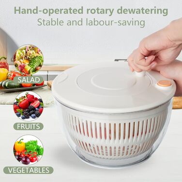 Салатниця-швидкообертач Cozary 4.5L 7-в-1: миття, сушіння, нарізка овочів та фруктів