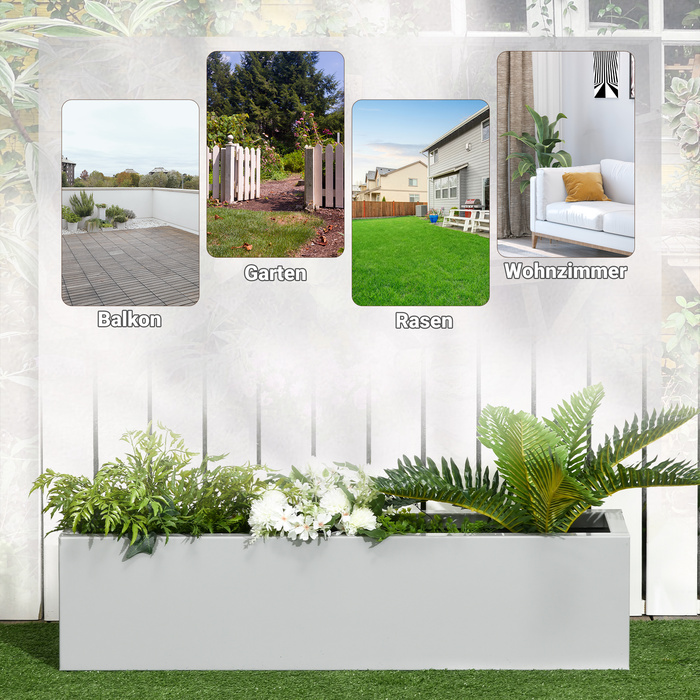 Кашпо для рослин, сталь з покриттям, стійке до погодних умов, 91 см x 22 см x 22 см, сірий