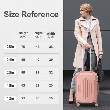 Набір валіз LALAHO 2 шт. з косметичкою, сірий, ABS, телескопічний ручка, ручна поклажа, захист кутів (Roségold-1, M (55CM))