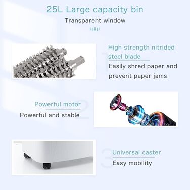 Шредер для паперу iOCHOW з автоматичним подаванням: знищення 150 аркушів, мікроріз, рівень безпеки P-4, тихий професійний шредер, час роботи 30 хвилин, з висувним контейнером 25 л