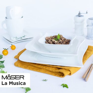 Кавові чашки серії Mser La Musica, набір з 6 кавових чашок, порцелянові, білі (набір з 6 мисок для пластівців)
