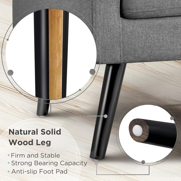 Крісло-мішок Yaheetech з підлокітниками, комфортне та сучасне, крісло для телевізора, крісло-релакс, для вітальні, клубу, софа, вантажопідйомність 136 кг, темно-сірий, поліестер