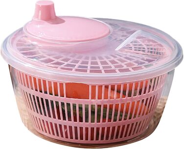 Велика салатниця з кришкою для зберігання, кошиком для зливу, сушаркою для овочів, мийкою для фруктів з чашею і ситом, ситом для хрусткої нарізки для дому, кухні, прання Рожевий