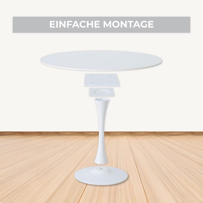 Круглий обідній стіл Cosy - компактний стіл для кухні, вітальні, офісу, 80x80x75 см, білий