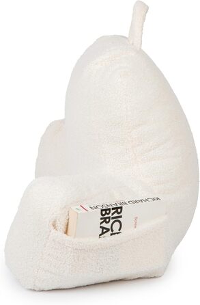 Подушка для спини з підлокітниками Flumi для читання, перегляду телевізора та відпочинку. Зручна подушка для ліжка та дивана з знімним чохлом, м'яка піна, з ручкою (Бежевий Boucle)