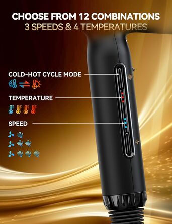 Іонізатор для волосся Föhn 2200W з дифузором, 3 швидкості, 4 режими нагріву, термоконтроль