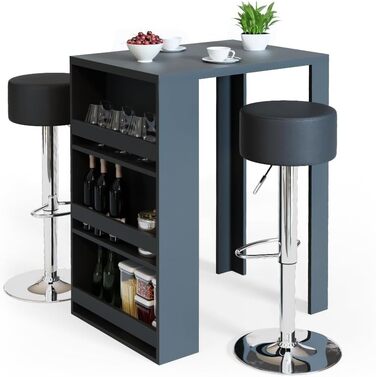 Набір барного столика та табуреток Vicco Bartisch-Set, білий/антрацит, 80 x 57 см (2 табуретки)