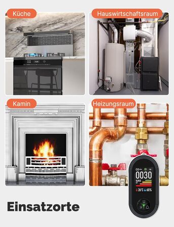 Детектор чадного газу MOES з вилкою, 3-в-1: CO, температура та вологість, акустичний сигнал, для дому та кемперів, 1 шт. (CO+GAS, 2 шт.)