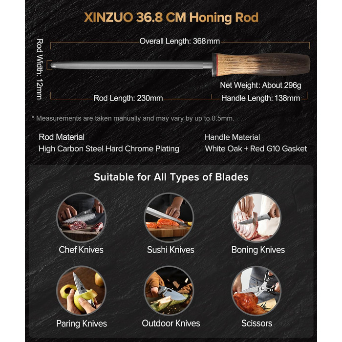 Набір кухонних ножів XINZUO Damaststahl: професійний шеф-ніж, кухонні ножі з дамаської сталі, преміум-якість, ергономічна ручка з білого дуба, серія Mo (заточувач у комплекті)