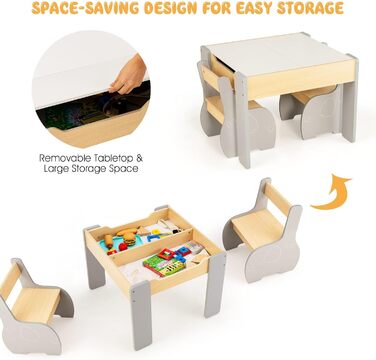 Дитячий стіл і стільці LIFEZEAL: комплект з місцем для зберігання, сірий