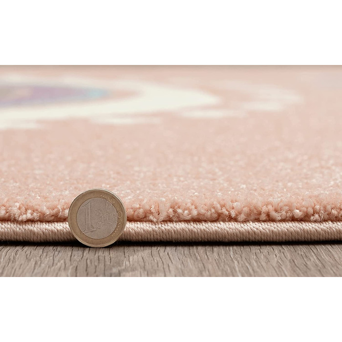 Сучасний м'який дитячий килим, м'який ворс, легкий у догляді, стійкий до фарбування, яскраві кольори, Райдужний візерунок, (120 x 170 см, рожевий)