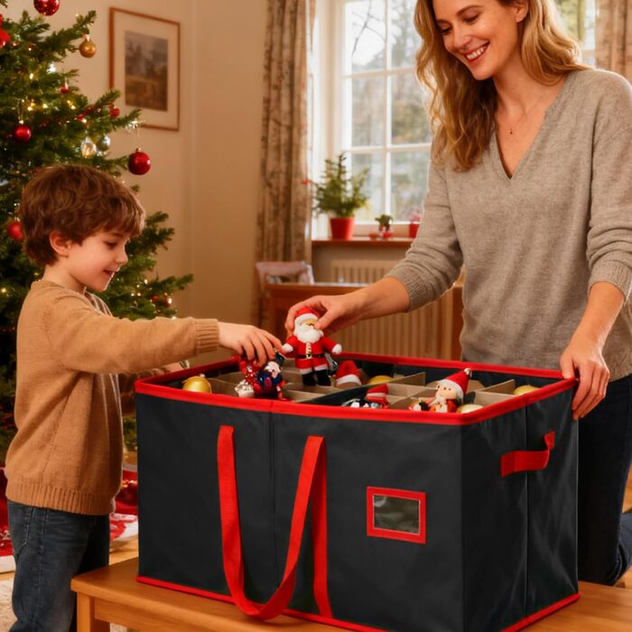 Коробка для зберігання прикрас на ялинку SALCAR з 128 відділеннями, чорна