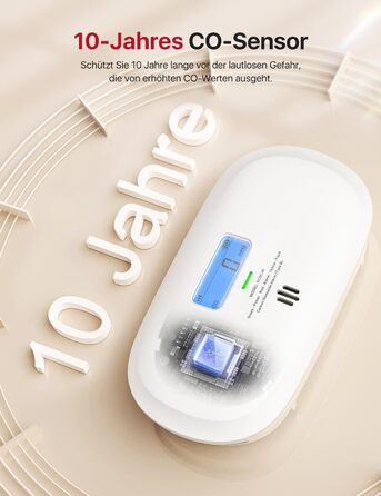 X-Sense Детектор чадного газу XC0C-iR з LCD-дисплеєм, сертифікат TÜV Rheinland, керування через додаток, змінна батарея, 1 шт. Білий