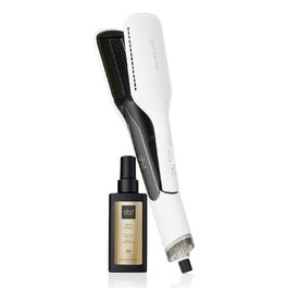Дуетна зачіска GHD Випрямляч 2-в-1 фен, стайлер з гарячим повітрям для мокрого та укладеного волосся (біле олія для мокрої та гладкої укладки)