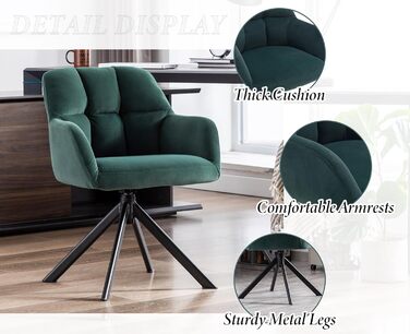 Офісний стілець Chairus обертовий оксамитовий зелений з металевими ніжками, без коліс для кабінету