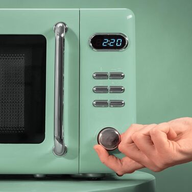 Мікрохвильова піч Cecotec Proclean 5110 Retro Green з грилем, 700 Вт, 8 програм, таймер до 60 хв, розморожування, вінтажний дизайн, зелена