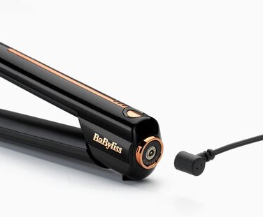 Випрямляч Babyliss 9000U акумуляторний, випрямляч для волосся з акумулятором -RRP199- Керамічні пластини для прямого волосся, 15 сек. швидкий нагрів, випрямлення волосся 200C max, без кабелю, 500 гр світло