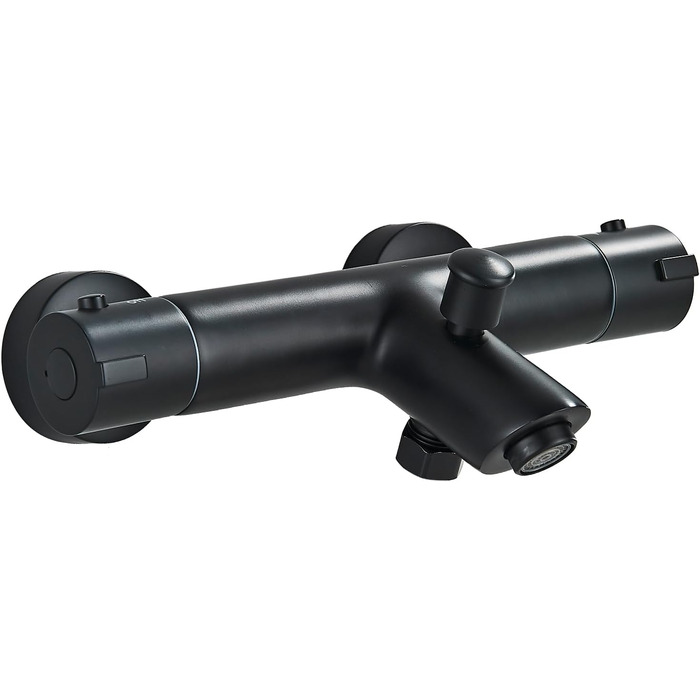 Змішувач для ванни з термостатом, чорний, настінний монтаж - універсальний для ванни та умивальника