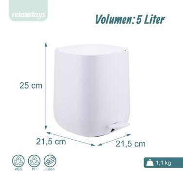 Відро для сміття Relaxdays 5 л з м'яким закриттям
