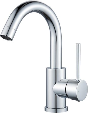 Змішувач для ванної кімнати/кухні 360° з нержавіючої сталі, однорідний, висота виливу 150 мм, щіткова обробка, нікель (хром)