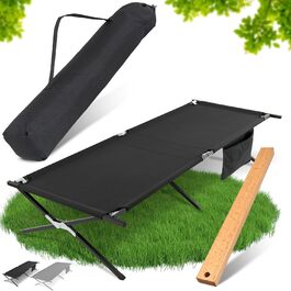Похідне розкладне ліжко HAINBAUR XXL 210x70/100 см, до 200 кг, складане польове ліжко для кемпінгу з монтажним інструментом