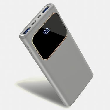 Швидка зарядка USB-C, зовнішній акумулятор зі світлодіодом для iPhone 15/14/13/12 (білий), 10000mAh