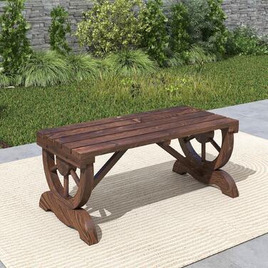 Садова лавка Outsunny Wood Атмосферостійка 98 x 50 x 39.5 см, Сільська лавка для садових меблів, міцна та стильна