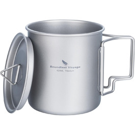 iBasingo Titan Becher: туристичний титановий посуд для кемпінгу, приготування кави/чаю, 200-750 мл (Ti3025d-420ml)