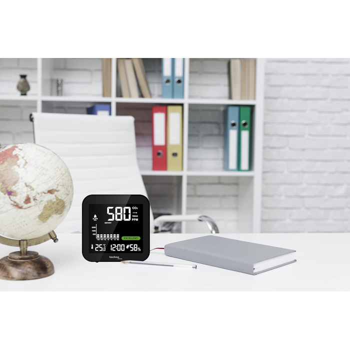 Монітор CO2 Techno Line WL1025 - акумуляторний, чорний, для контролю якості повітря