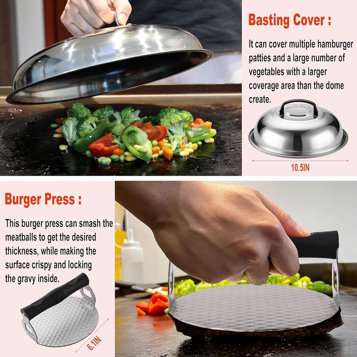 Набір для гриля 38 предметів: професійний інструмент з нержавіючої сталі, щипці, прес для бургерів, сумка, ідеальний подарунок для чоловіків