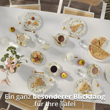 Кавовий сервіс на 6 осіб з Bon China порцеляни: 20-ти частинний набір посуду, білий з квітковим візерунком (6 тарілок, 6 чашок, 6 підставок)