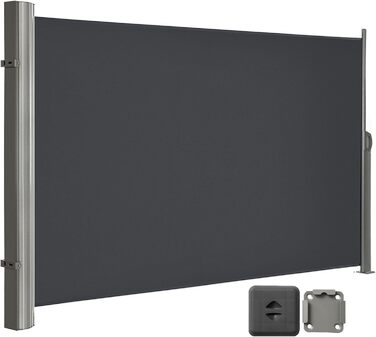 Бічна маркіза LARMNEE 190x500 см антрацит, висувна, захист від сонця та сторонніх поглядів, рулонна штора для балкона, тераси, саду
