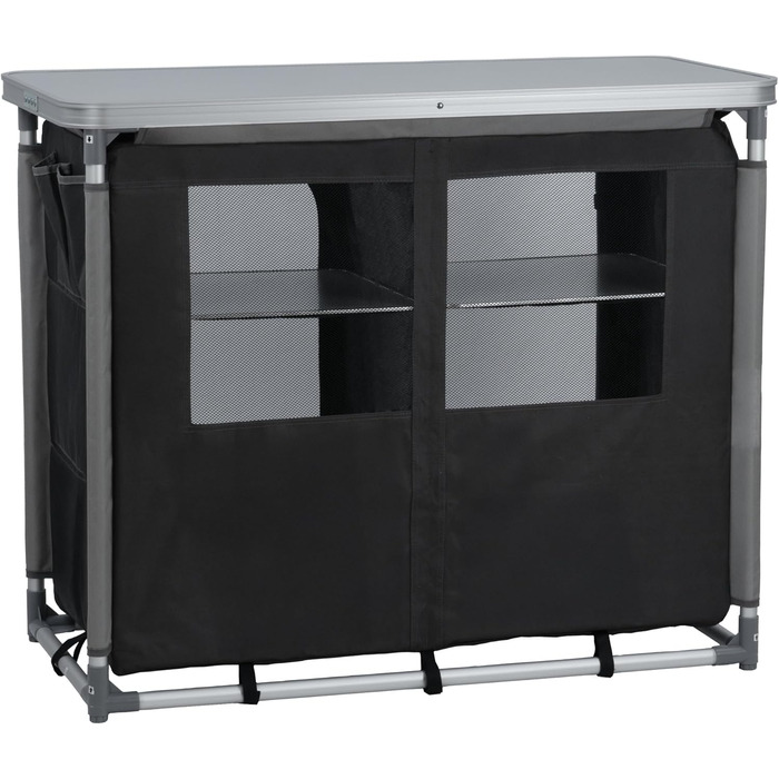 Складний шафа для кемпінгу CampFeuer 102x47x83.5 см, алюмінієвий каркас, кемпінгова кухня з 2 блискавками