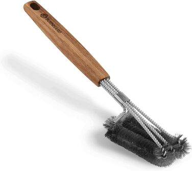 Набір гриль-посуду BURNHARD 5 предметів, 42 см, акацієве дерево, нержавіюча сталь, аксесуари для грилю (щипці, лопатка, виделка, щітка, знімач решітки)