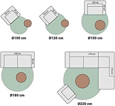 Килим вінтажний круглий - Imagine Medallion Ø 100см - Бавовна, Поліестер - Синій (Ø 120 см)