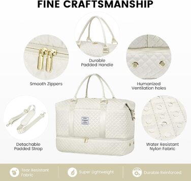 Спортивна сумка LOVEVOOK для жінок, велика дорожня сумка-мішок, дорожня сумка на вихідні, дорожня сумка з косметичкою, ручна сумка, сумка для взуття, клінічна сумка, сумка для пологового будинку, водонепроникна (L-2шт, Бежевий)