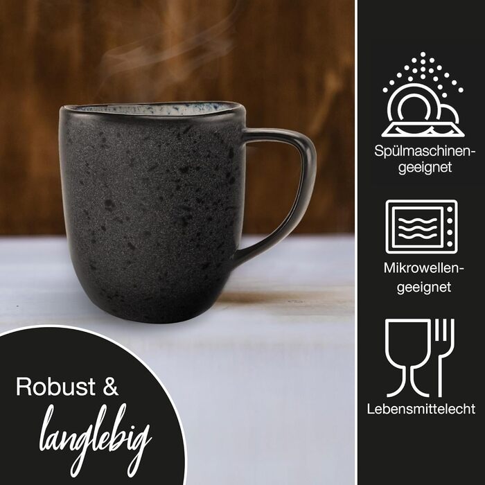 Набір кавових чашок Moritz & Moritz ORGANIC 6 шт. - сірий набір з міцної кераміки з унікальним градієнтом кольору, придатний для миття в посудомийній машині