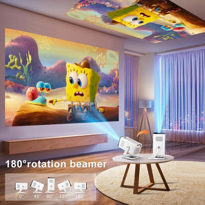 Портативний проєктор ZDSSY Beamer Klein 4K з Wi-Fi 6 та Bluetooth 5.2, автофокусом та корекцією трапеції, підтримкою Android/iPhone/PC/Mac/Switch/PS5