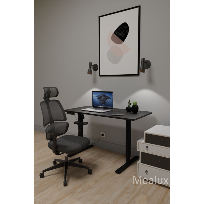 Комплект Mealux PowerDesk Lite Black + Leo Air Plus Black (арт. EVO-201 Lite W/W +Y 546 KB)