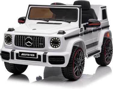 Дитячий електромобіль Mercedes G63 AMG FINOOS, 12V, з пультом, 3 швидкості, LED, музика, USB, білий