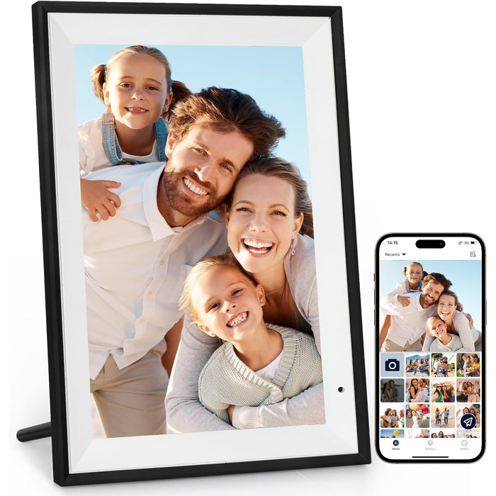 Цифровий фоторамка 10.1 дюйма з Wi-Fi, 32GB, IPS сенсорний екран, автоматичне обертання, чорний колір