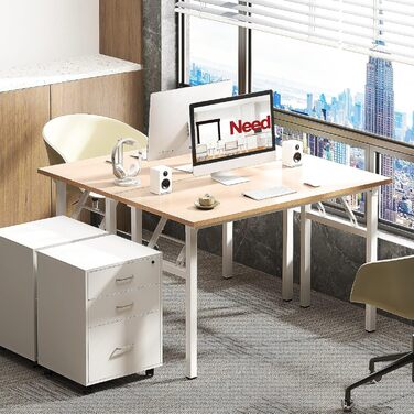 Розкладний комп'ютерний стіл / письмовий стіл 120x60 см з дерева та металу, білий (AC5AW)