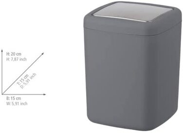 Відро для сміття Barcelona S Anthracite - Косметичне відро для сміття, 3 л, пластик (TPE), 15 x 20 x 15 см