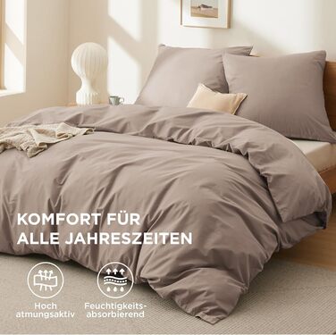 BEDSURE Комплект постільної білизни 135x200, бавовна, 4-х частинний. Комплект постільної білизни з простирадлом та двома наволочками 80x80 см, Oeko-TEX, колір шалфей з застібкою на блискавку (155 x 220 см, хакі)