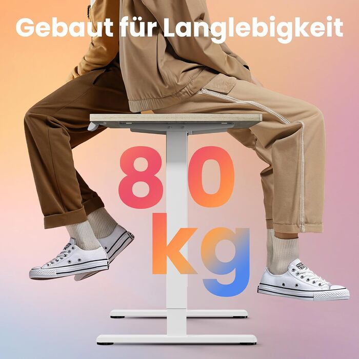 Регульований стіл HUANUO з підйомною механізмом, 4 пам'яті висоти, для дому, офісу та комп'ютера, стоячий стіл, колір: світло-волоський горіх, розмір: 160 x 80 см