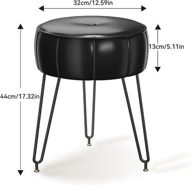 Чорний пуф-стілець для макіяжу в стилі гарбуза, 32x32x44 см (HBD036W)