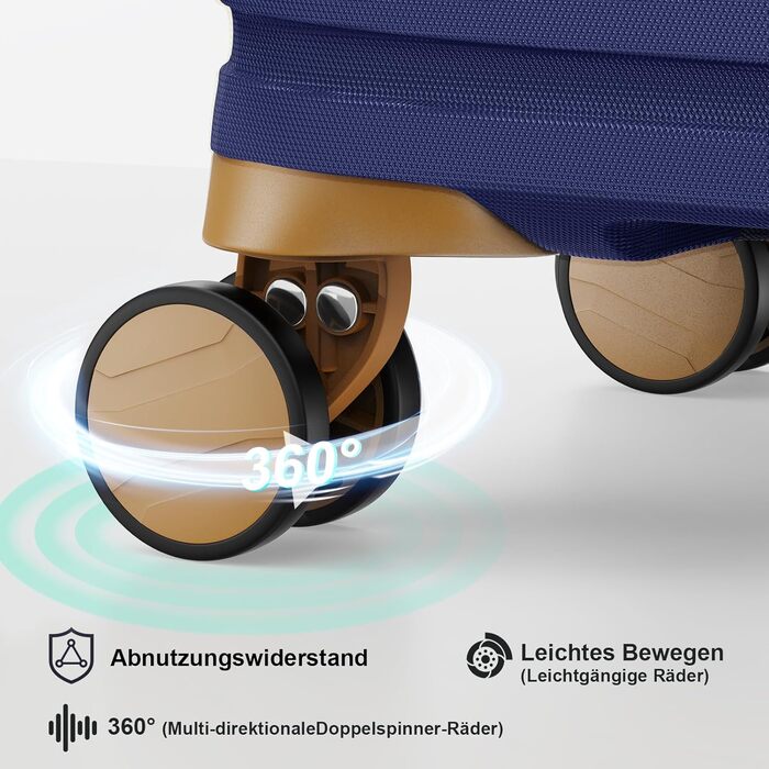 Набір валіз Joyway 6 шт. з твердим корпусом, beauty case, косметичка, 4 колеса, TSA-замок. Колір: темно-синій/коричневий